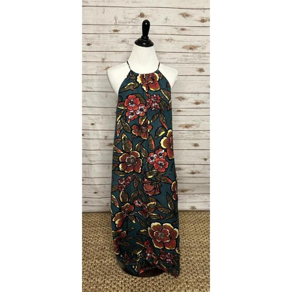 LOFT paradise tropical bold floral linen halter maxi sundress Size XS